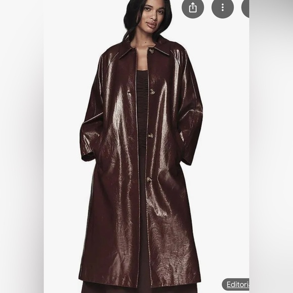 FRNCH Jackets & Blazers - FRNCH Paris Halimi Patent Faux Leather Trench Coat